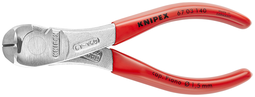 KNIPEX KNIPEX 67 03 140 Kraft-Vornschneider 145 mm verchromt mit Kunststoff überzogen poliert