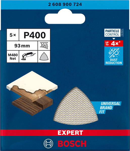 BOSCH EXPERT M480 Schleifnetz, 93x93mm, K400, 5-tlg. BOSCH EXPERT M480 Schleifnetz, 93x93mm, K400, 5-tlg.