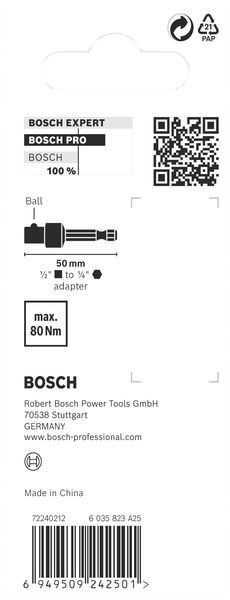 BOSCH PRO Socket Adapter mit Kugelverbindung, 1/2", 50 mm