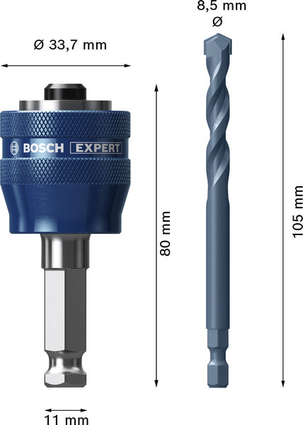 BOSCH EXPERT Power Change Plus mit Zentrier, Ø8,5 x 60 x 105 mm, 2-tlg.