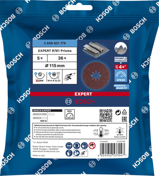BOSCH EXPERT R781 Fiberscheibe X-LOCK, 115mm, K36, 5-tlg. BOSCH EXPERT R781 Fiberscheibe X-LOCK, 115mm, K36, 5-tlg.