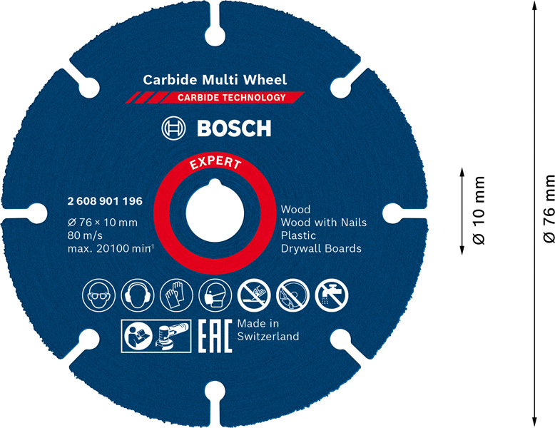 BOSCH EXPERT Carbide Multi Wheel Trennscheibe, 76 mm, 10 mm