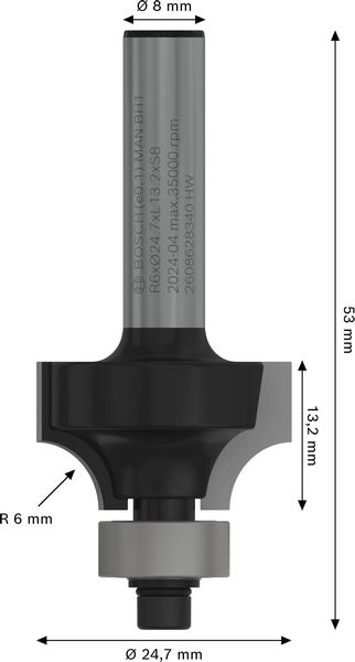 BOSCH PRO Abrundfräser, R 6, Schaft 8 mm BOSCH PRO Abrundfräser, R 6, Schaft 8 mm