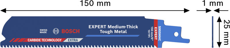 BOSCH EXPERT Medium-Thick Tough Metal S955HHC Säbelsägeblatt, 10-tlg.