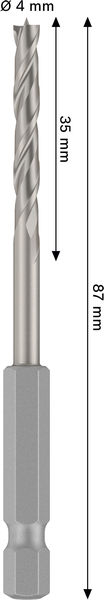 BOSCH PRO Wood HSS-Holzspiralbohrer, 4x35x87 mm