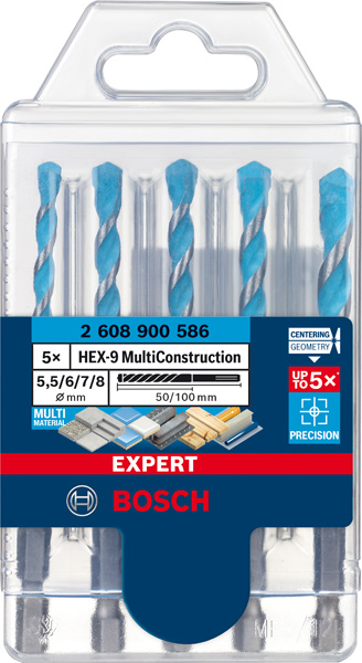 BOSCH EXPERT HEX-9 Multi Construction Bohrer-Set, 5,5/6/7/8x100 mm, 5-tlg. BOSCH EXPERT HEX-9 Multi Construction Bohrer-Set, 5,5/6/7/8x100 mm, 5-tlg.