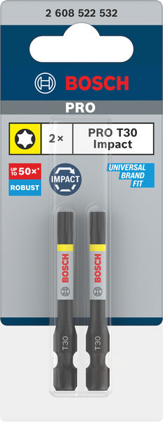 BOSCH PRO Torx Impact Bit, T30, 55 mm, 2-tlg. BOSCH PRO Torx Impact Bit, T30, 55 mm, 2-tlg.