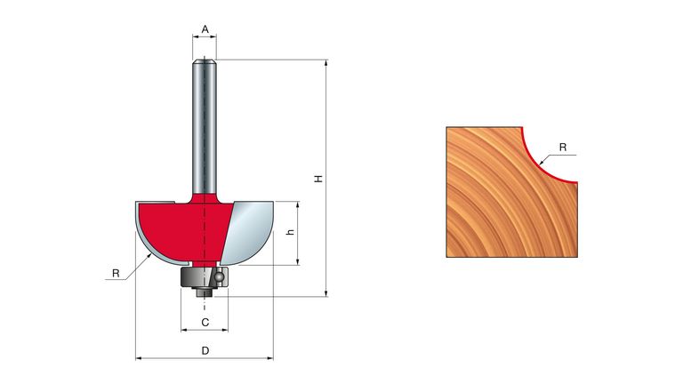 FREUD Hohlkehlfräser 8 mm 8 (Radius) FREUD Hohlkehlfräser 8 mm 8 (Radius)