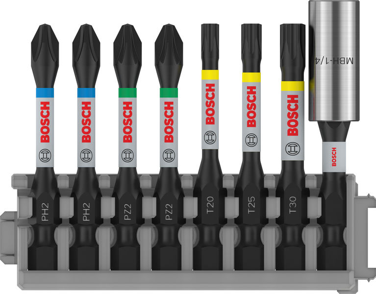 BOSCH PRO Impact Set mit Standard-Bithalter und Pick and Click-Index, 8-tlg.