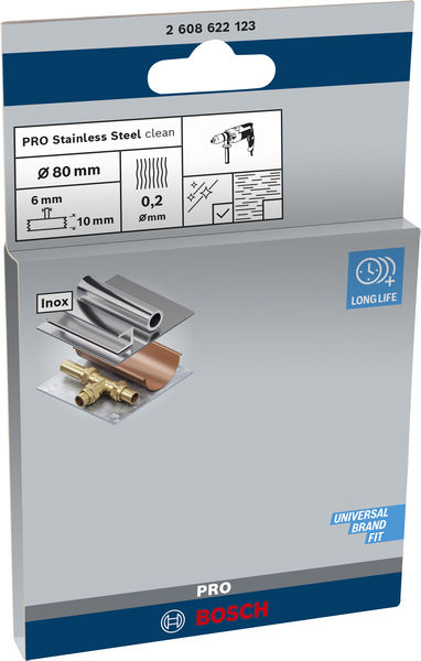 BOSCH PRO Stainless Steel clean Scheibenbürste, gerader Schaft, 80 x 0,2 mm BOSCH PRO Stainless Steel clean Scheibenbürste, gerader Schaft, 80 x 0,2 mm
