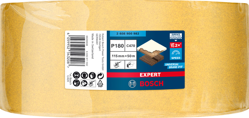 BOSCH EXPERT C470 Schleifrolle, 115mmx50m, K180, keine Löcher