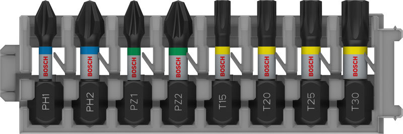 BOSCH PRO Impact Schrauberbit Set, PH1/PH2/PZ1/PZ2/T15/T20/T25/T30, 25 mm, 8-tlg. BOSCH PRO Impact Schrauberbit Set, PH1/PH2/PZ1/PZ2/T15/T20/T25/T30, 25 mm, 8-tlg.