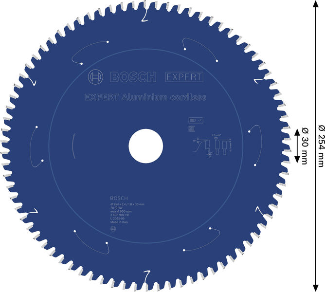 BOSCH EXPERT Aluminium Kreissägeblatt, 254x30 mm, Z78 BOSCH EXPERT Aluminium Kreissägeblatt, 254x30 mm, Z78