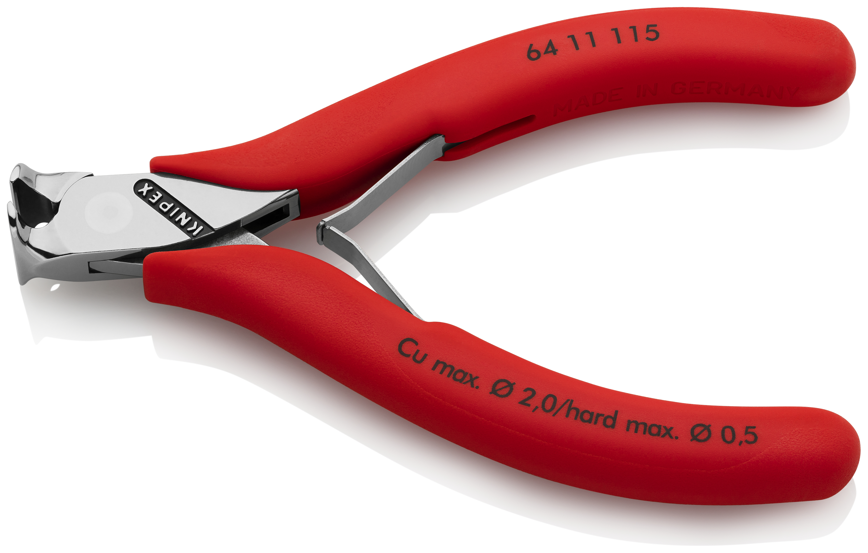 KNIPEX KNIPEX 64 11 115 Elektronik-Vornschneider 115 mm mit rutschhemmenden Kunststoff-Hüllen spiegelpoliert