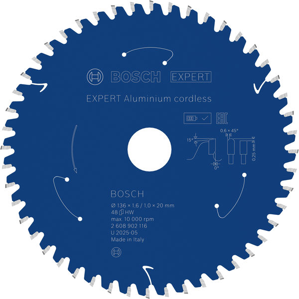 BOSCH EXPERT Aluminium Kreissägeblatt, 136x20 mm, Z48 BOSCH EXPERT Aluminium Kreissägeblatt, 136x20 mm, Z48