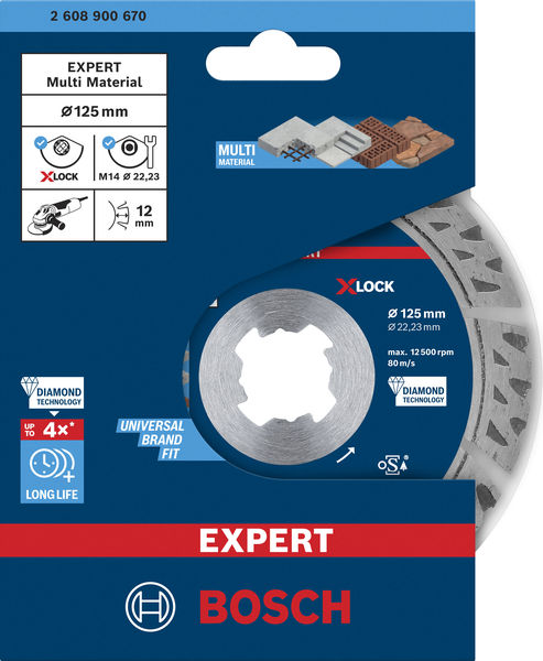 BOSCH EXPERT MultiMaterial X-LOCK Diamanttrennscheiben, 125 x 22,23 x 2,4 x 12 mm