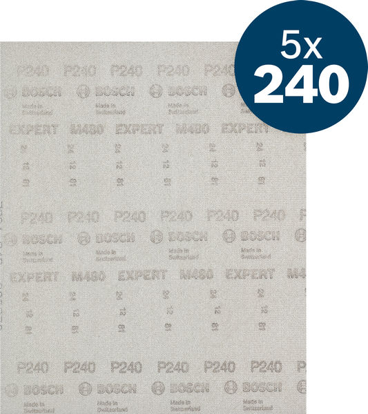 BOSCH EXPERT M480 Schleifnetz, 230 x 280 mm, K240, 5 Stk BOSCH EXPERT M480 Schleifnetz, 230 x 280 mm, K240, 5 Stk