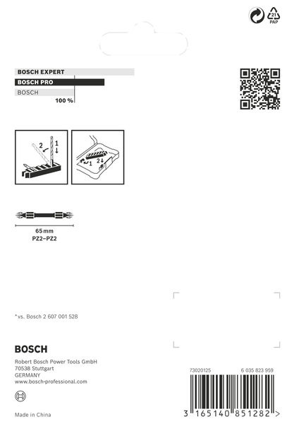 BOSCH PRO Impact Schrauberbit mit Doppelklingen und Pick and Click, PZ2, 65 mm, 8-tlg. BOSCH PRO Impact Schrauberbit mit Doppelklingen und Pick and Click, PZ2, 65 mm, 8-tlg.