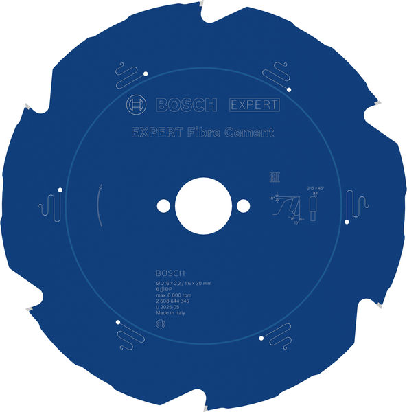 BOSCH EXPERT Fibre Cement Kreissägeblatt, 216x2,2/1,6x30 mm, Z6 BOSCH EXPERT Fibre Cement Kreissägeblatt, 216x2,2/1,6x30 mm, Z6