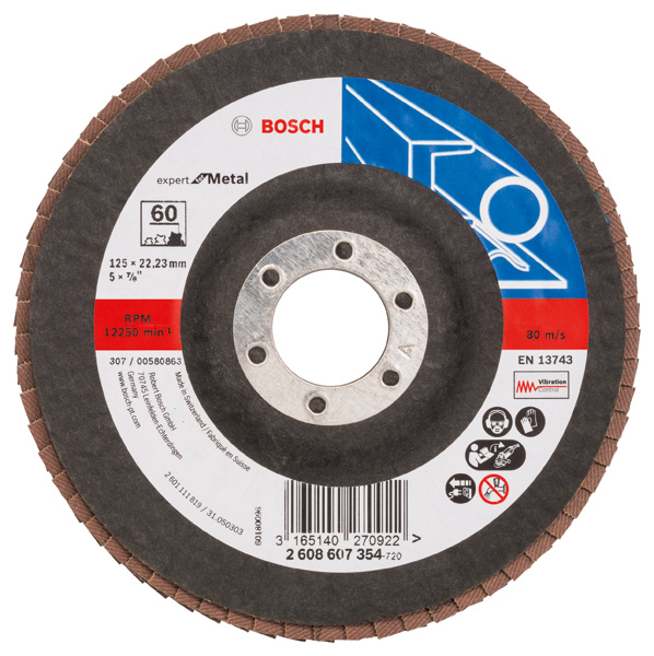 BOSCH Fächerschleifscheibe X551 Expert for Metal, gerade, 125 mm, 60, Glasgewebe