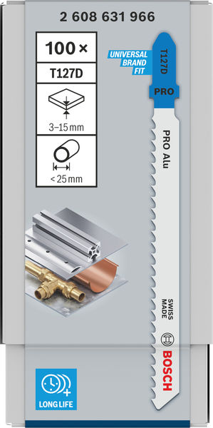 BOSCH PRO Alu T127D Stichsägeblatt, 100 mm, 100-tlg. BOSCH PRO Alu T127D Stichsägeblatt, 100 mm, 100-tlg.