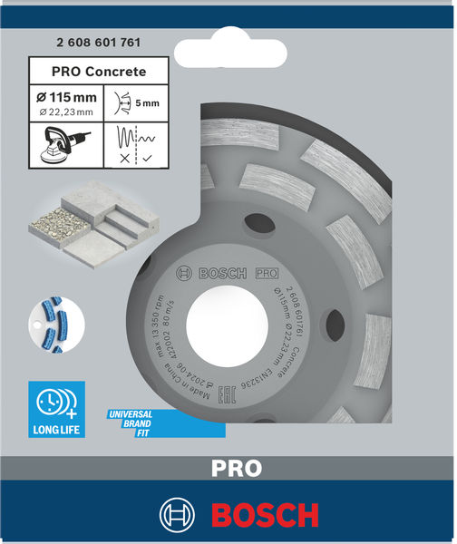 BOSCH PRO Concrete Topfscheibe, 50 x 115 mm, 22,23 mm BOSCH PRO Concrete Topfscheibe, 50 x 115 mm, 22,23 mm