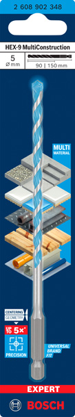 BOSCH EXPERT HEX-9 Multi Construction Bohrer, 5x90x150 mm BOSCH EXPERT HEX-9 Multi Construction Bohrer, 5x90x150 mm
