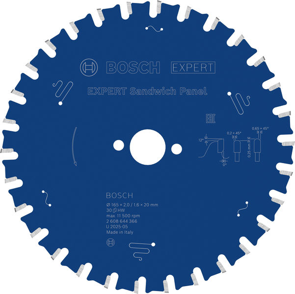 BOSCH EXPERT Sandwich Panel Kreissägeblatt, 165x2/1,6x20 mm, Z30