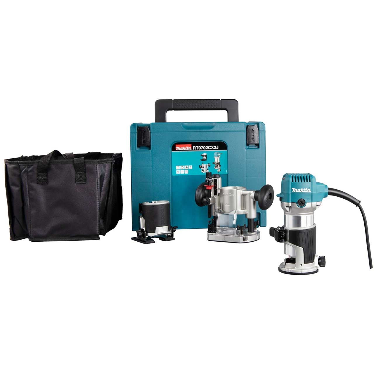 MAKITA Multifunktionsfräse RT0702CX2J 710 W inkl. Fräsmodule im MAKPAC