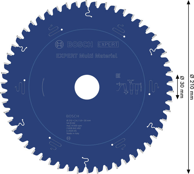BOSCH EXPERT Multi Material Kreissägeblatt, 210x2,4/1,8x30mm, Z54