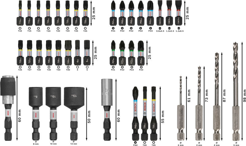 BOSCH PRO Impact Schrauberbits und Holzbohrer Set, 40-tlg. BOSCH PRO Impact Schrauberbits und Holzbohrer Set, 40-tlg.