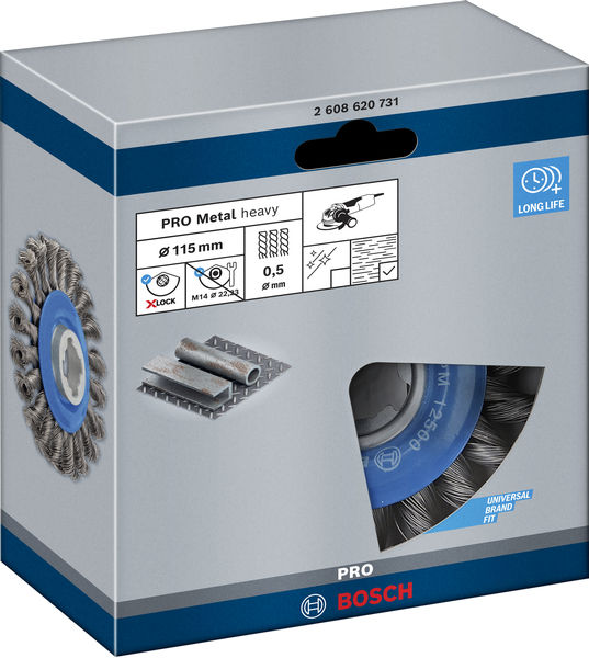 BOSCH X-LOCK Scheibenbürste 115 mm, gezopfter Stahldraht