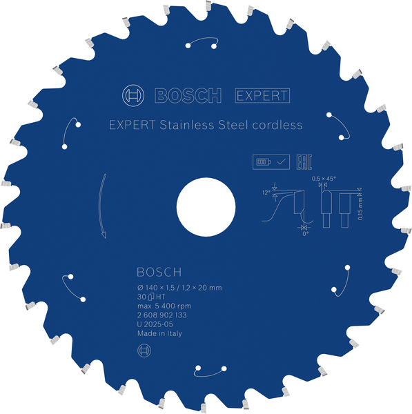 BOSCH EXPERT Stainless Steel Kreissägeblatt, 140x20 mm, Z30