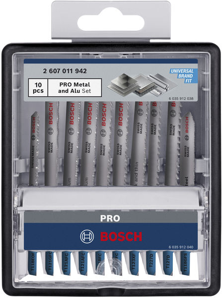 BOSCH PRO Metal and Alu Stichsägeblatt Set, 92 mm, 10-tlg. BOSCH PRO Metal and Alu Stichsägeblatt Set, 92 mm, 10-tlg.