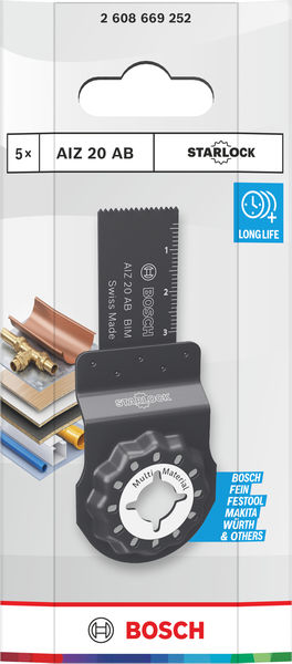 BOSCH AIZ 20 AB Multi Material Tauchsägeblatt, Starlock, 20 x 30 mm, 5-tlg.