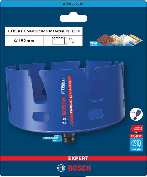 BOSCH EXPERT Construction Material Power Change Plus Lochsäge, 152 x 60 mm BOSCH EXPERT Construction Material Power Change Plus Lochsäge, 152 x 60 mm