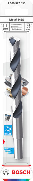 BOSCH Metal HSS Spiralbohrer, 11 x 94 x 142 mm, CYL Reduzierter Schaft