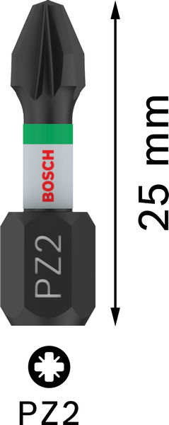 BOSCH PRO Pozidriv Impact Bit, PZ2, 25 mm, 2-tlg. BOSCH PRO Pozidriv Impact Bit, PZ2, 25 mm, 2-tlg.