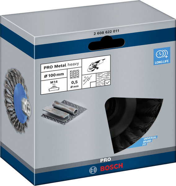 BOSCH PRO Metal heavy Kegelbürste, 100 x 0,5 mm, Gewinde