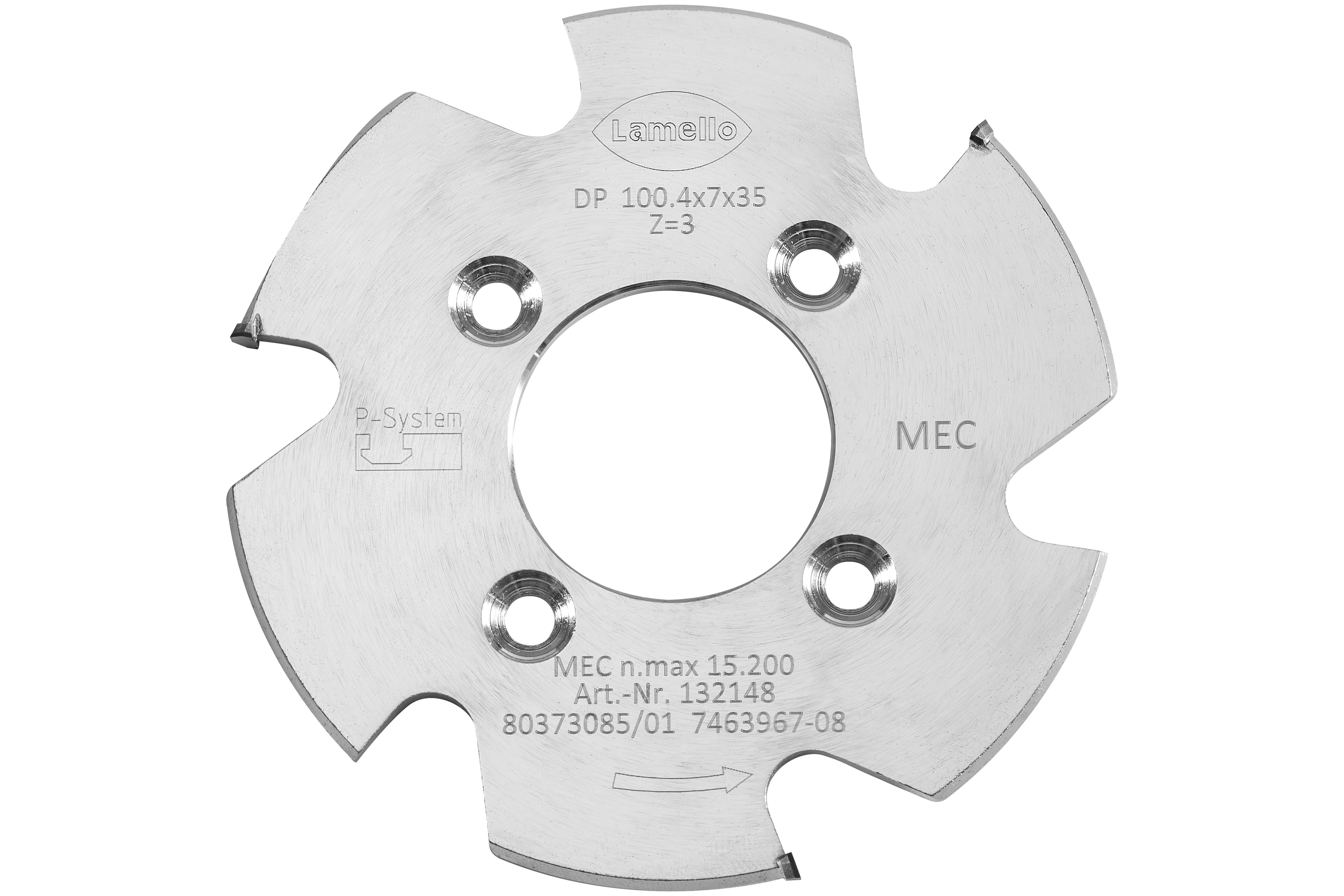 LAMELLO P-System Nutfräser CNC, DP, Ø100.4x7xØ35 mm, Z3, NL 4xØ5.5xØ50 mm LAMELLO P-System Nutfräser CNC, DP, Ø100.4x7xØ35 mm, Z3, NL 4xØ5.5xØ50 mm