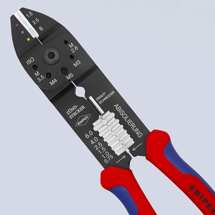 KNIPEX KNIPEX 97 21 215 SB Crimpzange 230 mm schwarz lackiert mit Mehrkomponenten-Hüllen KNIPEX KNIPEX 97 21 215 SB Crimpzange 230 mm schwarz lackiert mit Mehrkomponenten-Hüllen