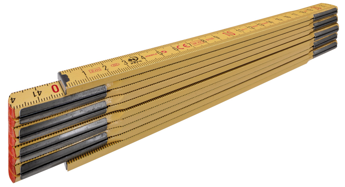 STABILA Zollstock Type 607, 2 m, gelb, metrische Skala, hochwertiger Meterstab aus PEFC-zertifiziertem Holz, umschließende Gelenkplatten STABILA Zollstock Type 607, 2 m, gelb, metrische Skala, hochwertiger Meterstab aus PEFC-zertifiziertem Holz, umschließende Gelenkplatten