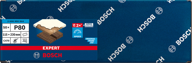 BOSCH EXPERT C470 Schleifblatt, 115x230mm, K80, 14 Löcher, 50-tlg.