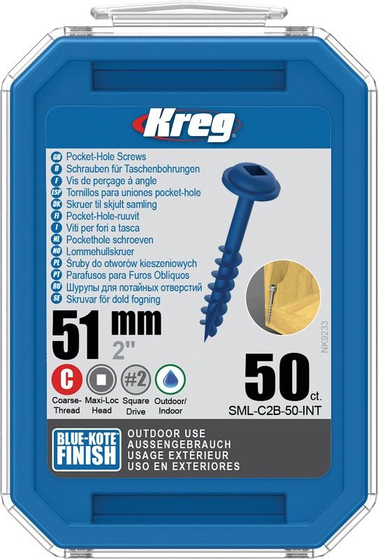KREG Kreg Pocket-Hole Schrauben 51 mm, Verzinkt, Maxi-Loc, Grobgewinde, 50 Stück KREG Kreg Pocket-Hole Schrauben 51 mm, Verzinkt, Maxi-Loc, Grobgewinde, 50 Stück