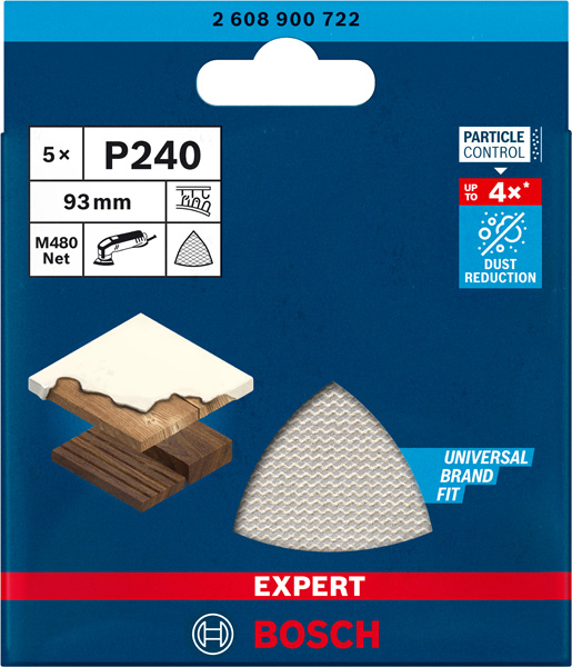 BOSCH EXPERT M480 Schleifnetz, 93x93mm, K240, 5-tlg. BOSCH EXPERT M480 Schleifnetz, 93x93mm, K240, 5-tlg.