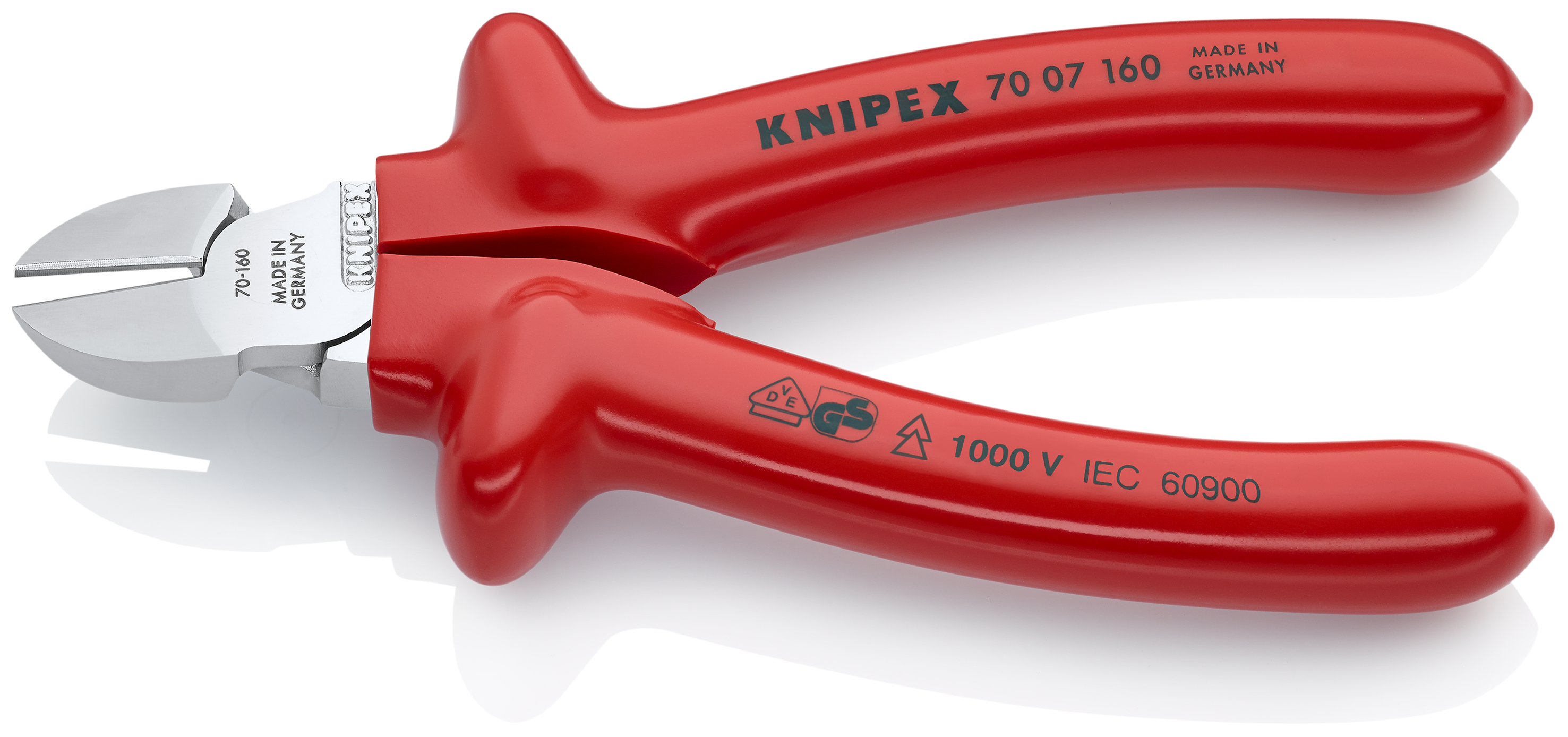 KNIPEX KNIPEX 70 07 160 Seitenschneider 160 mm verchromt tauchisoliert, VDE-geprüft