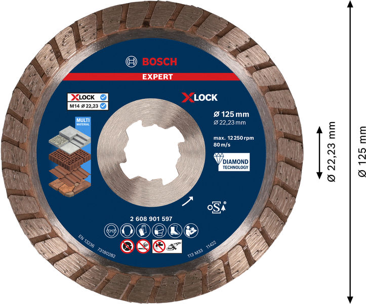 BOSCH EXPERT Multi Material X-LOCK Diamanttrennscheiben, 125x22,23x2,4x12 mm