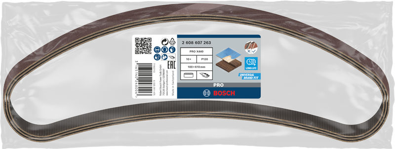 BOSCH PRO X440 Schleifband, 100 x 610 mm, 120, 10-tlg. BOSCH PRO X440 Schleifband, 100 x 610 mm, 120, 10-tlg.