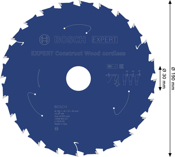 BOSCH EXPERT Construct Wood Kreissägeblatt, 190x1,6x30 mm, T24 BOSCH EXPERT Construct Wood Kreissägeblatt, 190x1,6x30 mm, T24