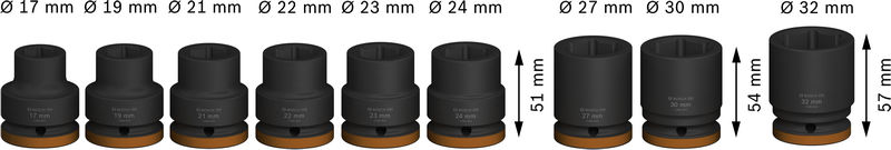 BOSCH PRO Impact Steckschlüsselsatz Set, 3/4", Standard, 9-tlg. BOSCH PRO Impact Steckschlüsselsatz Set, 3/4", Standard, 9-tlg.